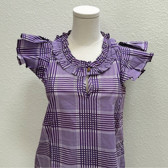 NWT Designer Never a Wallflower Rachel Dress Purple Cotton Plaid Size XS - Picture 6 of 10